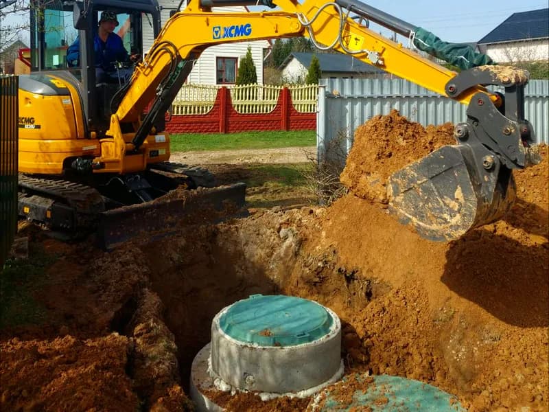 Монтаж канализации из бетонных колец